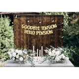 Goodbye Tension Hello Pension Gold Glitter Banner Retirement Party Supplies