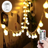 33Ft 100 Leds Battery Operated String Lights Globe Fairy Lights With Remote Control For Outdoor/Indoor, Tent, Camping, B