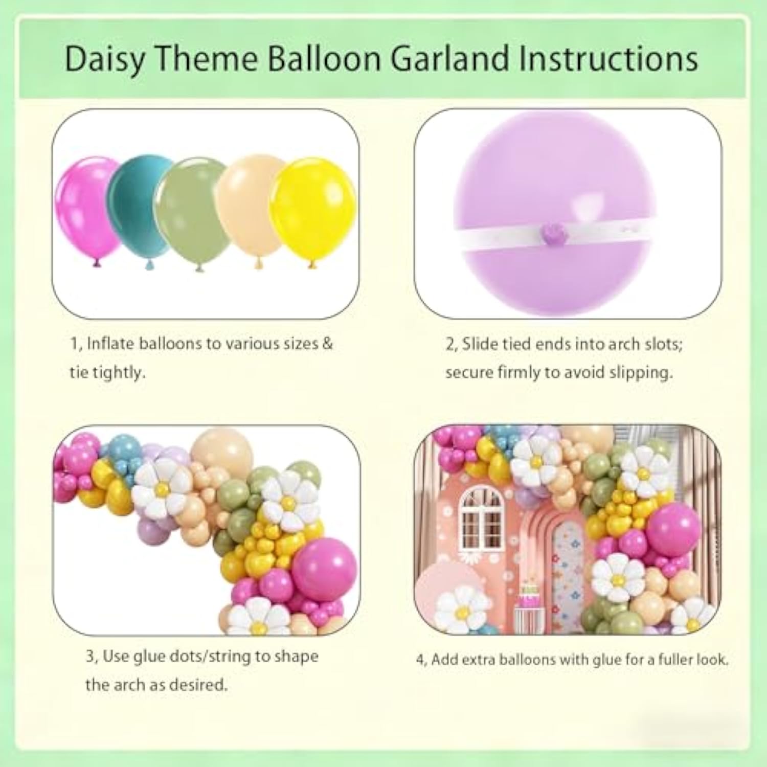 Daisy Pastel Balloon Garland Kit, 168Pcs Pink And Green Yellow Wildflower Party Decorations For Wild Flower Baby In Bloom Baby Shower Spring Daisy Theme Birthday Boho Mothers Day Party Decorations