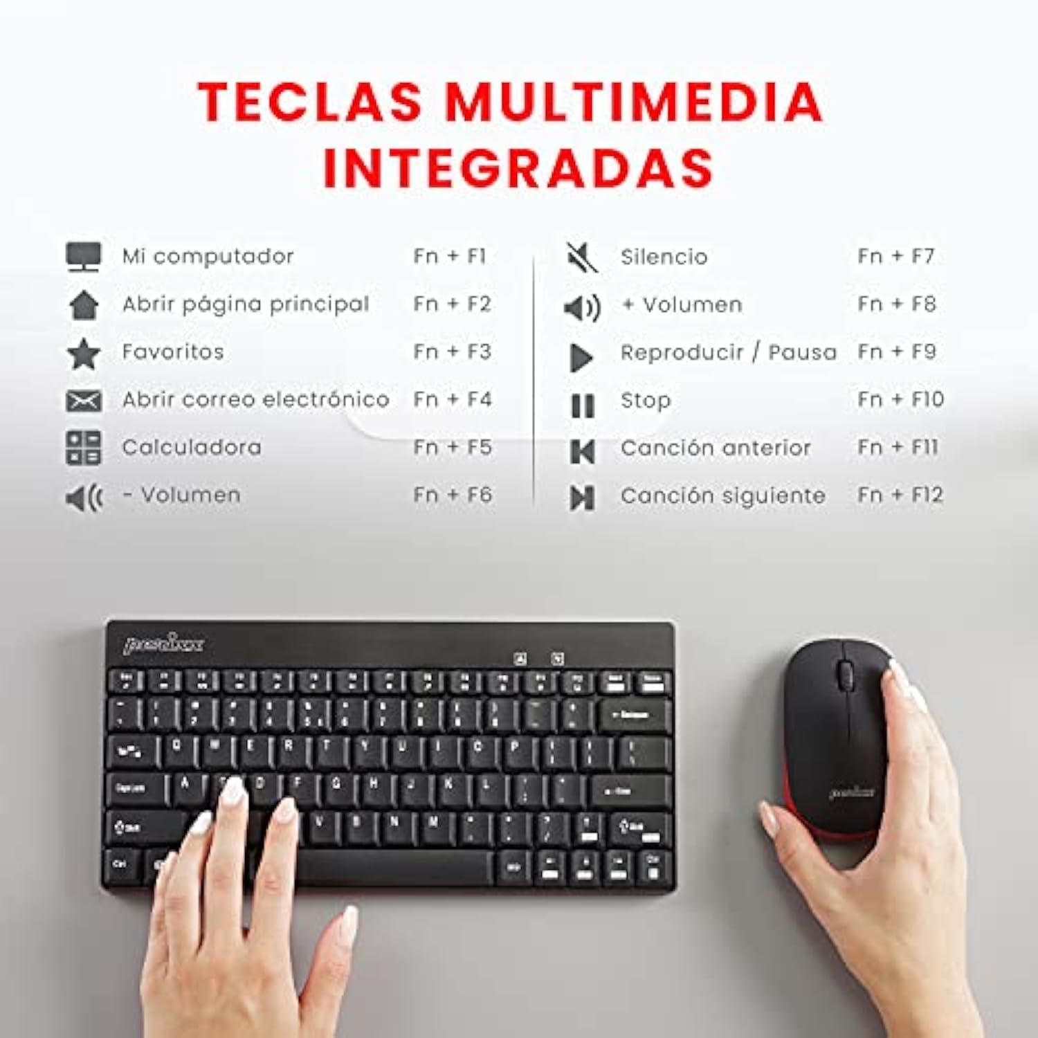 Perixx PERIDUO-712B ES Wireless Keyboard and Mouse Combo - Black - Español QWERTY