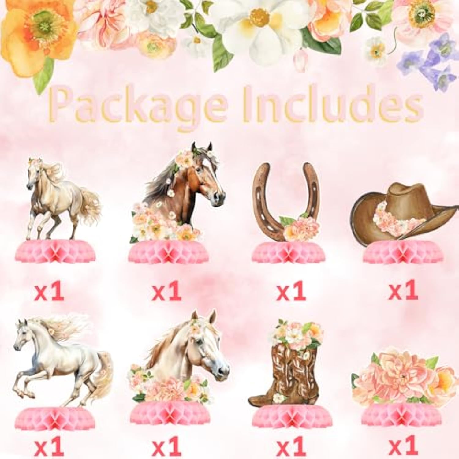 Girl Horse Party Centerpieces & Honeycombs for Kids’ Horse-Themed Parties