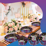 New Years Plates And Napkins, 20 Piece 9 Inch Round Happy New Year Paper Plates & 20 Matching Square Napkins, New Years Eve Party Supplies For Celebrations