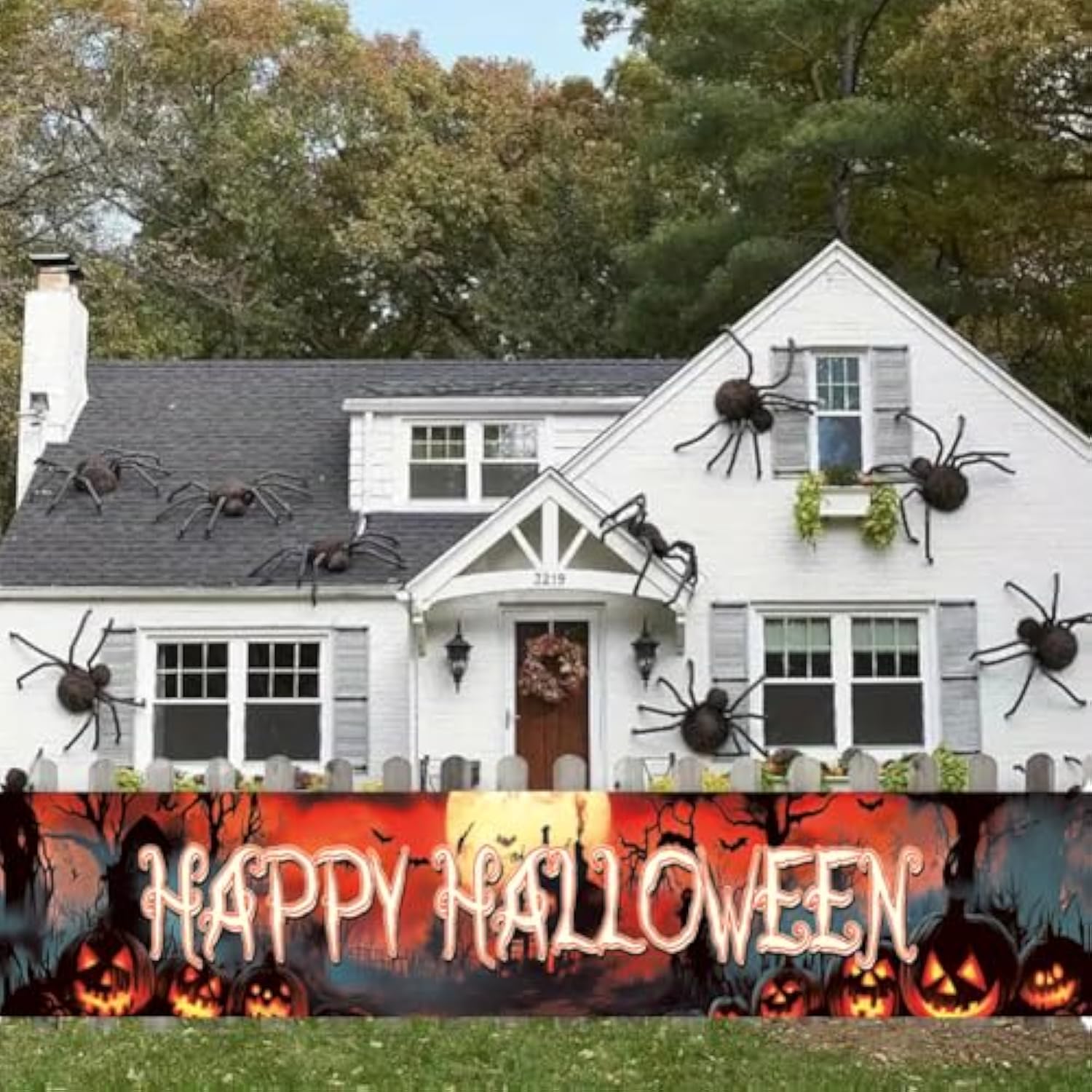 Happy Halloween Banner Large 120x20 Inch Yard Sign Outdoor Party Hanging Decor
