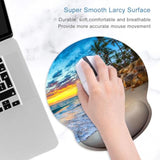 Ergonomic Mouse Pad With Wrist Support Wrist Rest Smooth Surface Non-Slip Rubber Base Comfortable Office Supplies Pain Relief, 9.8 X 9.1 Inches, Beach