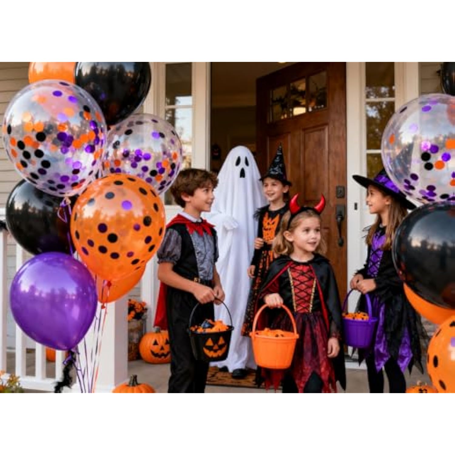 Purple Orange Black Balloons 12 Inch Confetti Latex 60 Pack Birthday Halloween Party