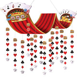 12 Ft Casino Theme Party Decorations Vegas Poker Birthday Hanging Decors Las Vegas Night Decorations Casino Ceiling Decors Hanging Banner With 24 Paper Garlands Gamble Theme Party Supplies