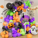 159Pcs Halloween Balloon Arch Kit - Ghost, Pumpkin, Black, Orange, Purple & Green Decor
