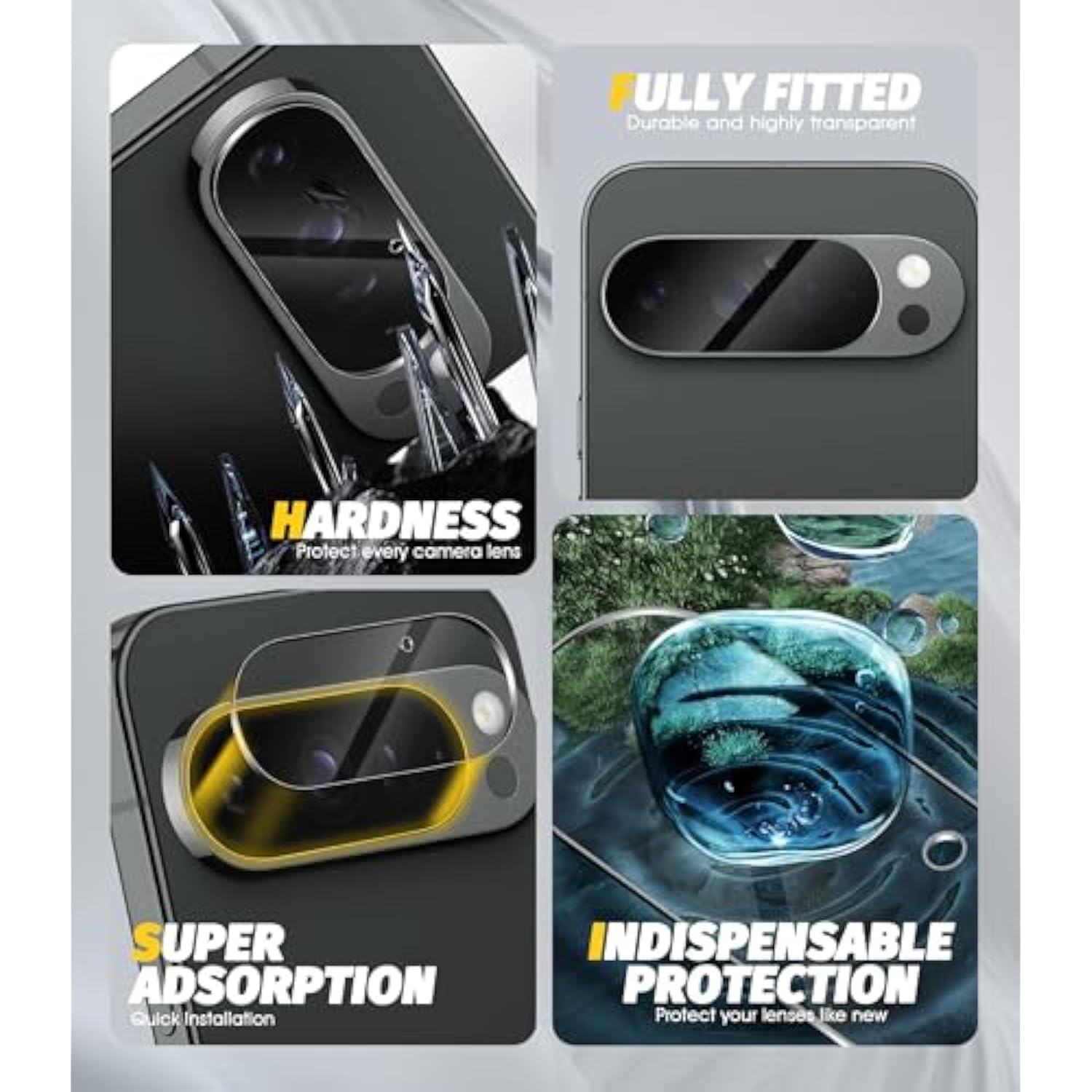 (3 Pack) Camera Lens Protector Compatible For Google Pixel 10 Pro Xl (Not For Pro Model), Protector De Cámera Case Friendly Tempered Glass 9H High Definition Microphone Cutout Anti-Scratch