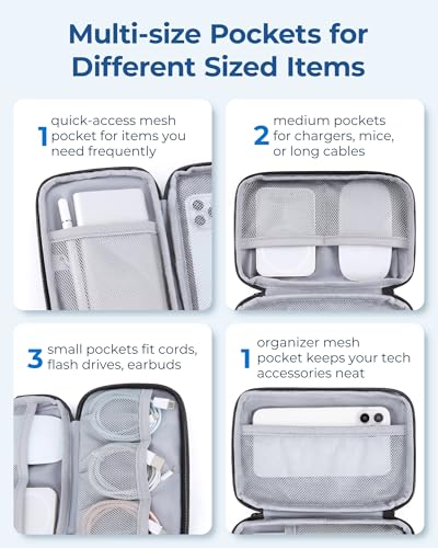 Electronics Organizer Travel Case, Cable Charger Cord Tech Organizer Pouch For Phone Charger Accessories, Black