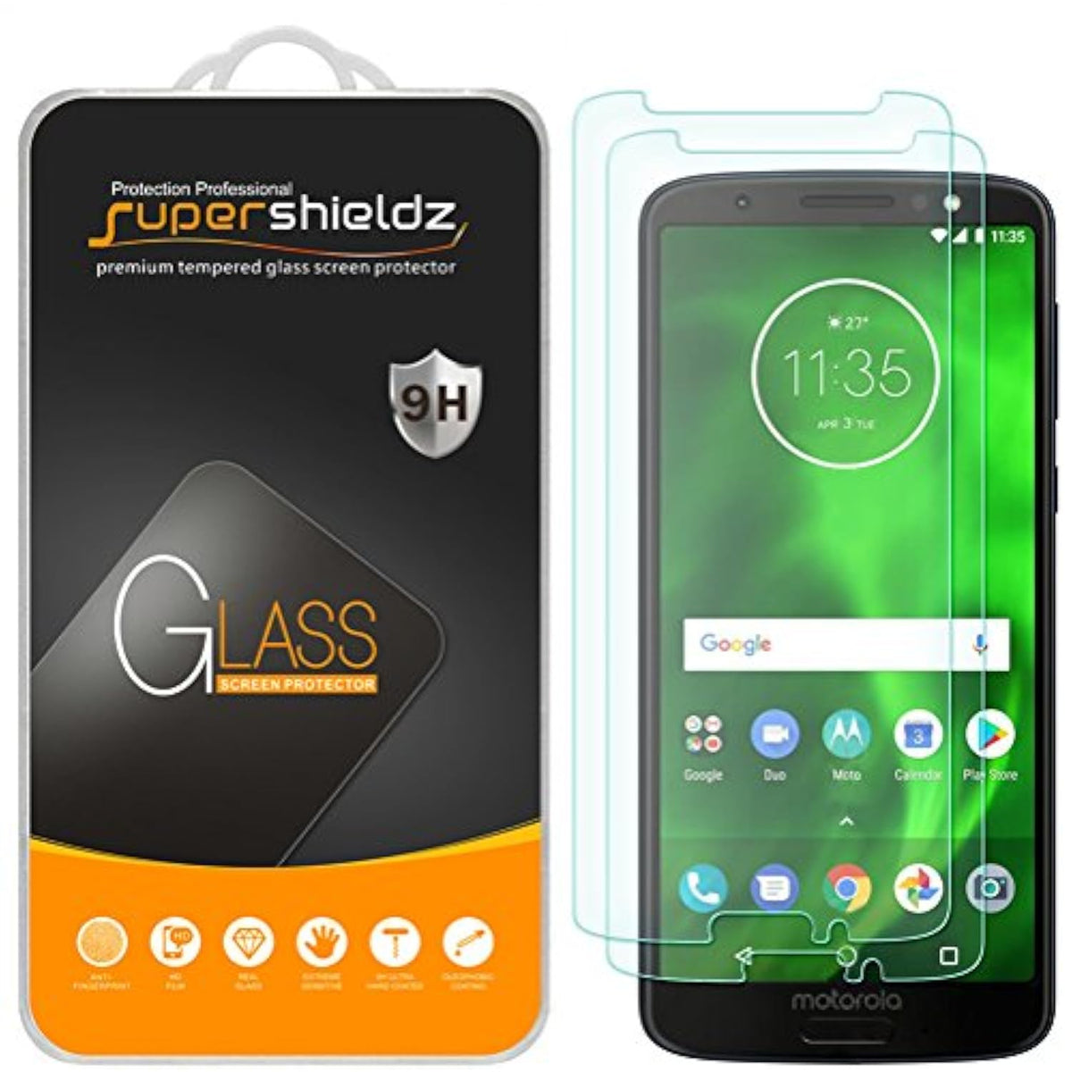 (2 Pack) Designed For Motorola Moto G6 Tempered Glass Screen Protector, Anti Scratch, Bubble Free