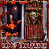 Halloween Carnival Door Cover Circus Ticket Booth Prop Skeleton Backdrop 71x35