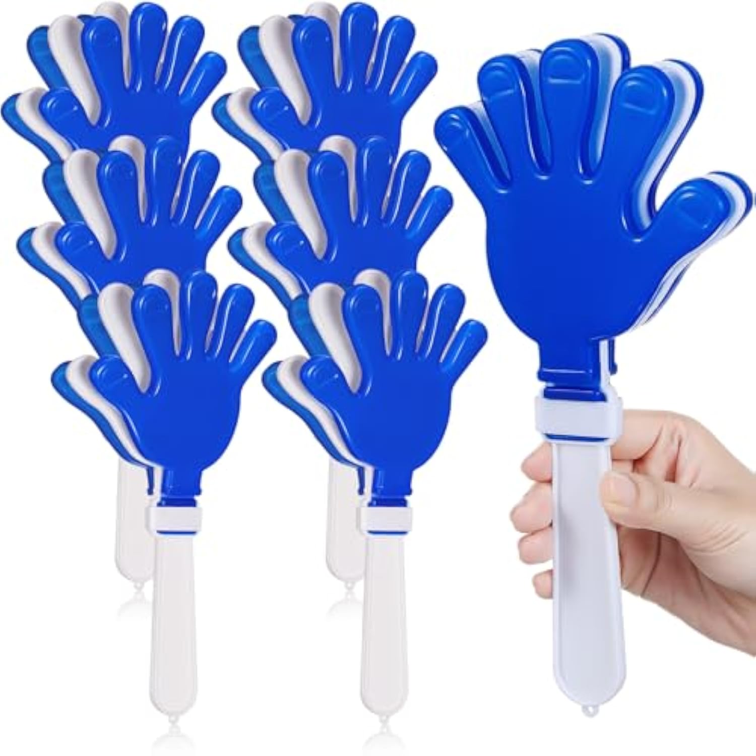 6pcs Jumbo 11 Inch Hand Clappers Blue White Noise Makers Party Supplies