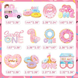 24 Pcs Donut Sweet One Birthday Party Decorations, Donut Party Cupcake Topper Decorations For Girls 1St Birthday Party Baby Shower Supplies