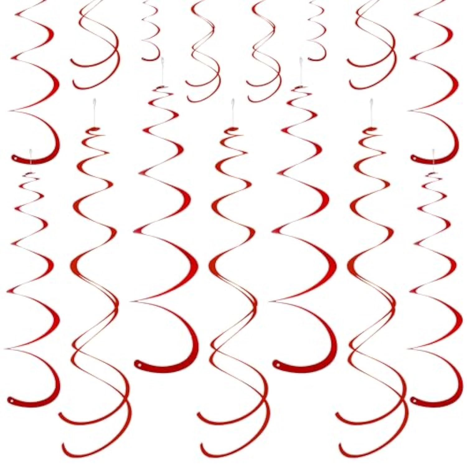 Red Ceiling Swirl Foil Decorations Hanging Plastic Streamer Themed Swirl Party For Valentine’S Day Day Carnival Celebration, Pack Of 28