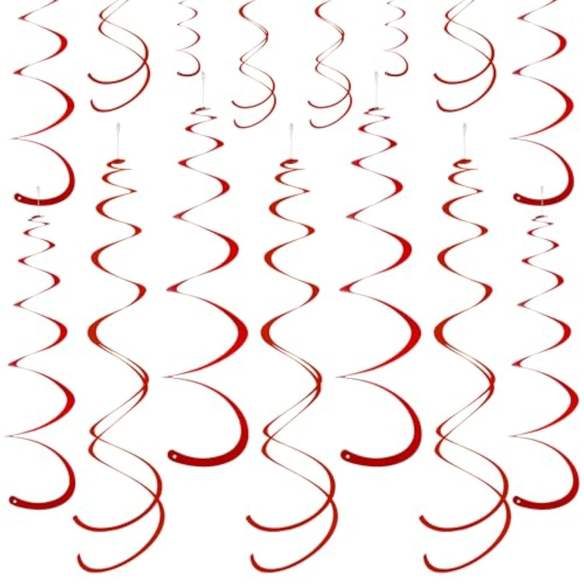 Red Ceiling Swirl Foil Decorations Hanging Plastic Streamer Themed Swirl Party For Valentine’S Day Day Carnival Celebration, Pack Of 28