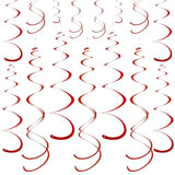 Red Ceiling Swirl Foil Decorations Hanging Plastic Streamer Themed Swirl Party For Valentine’S Day Day Carnival Celebration, Pack Of 28