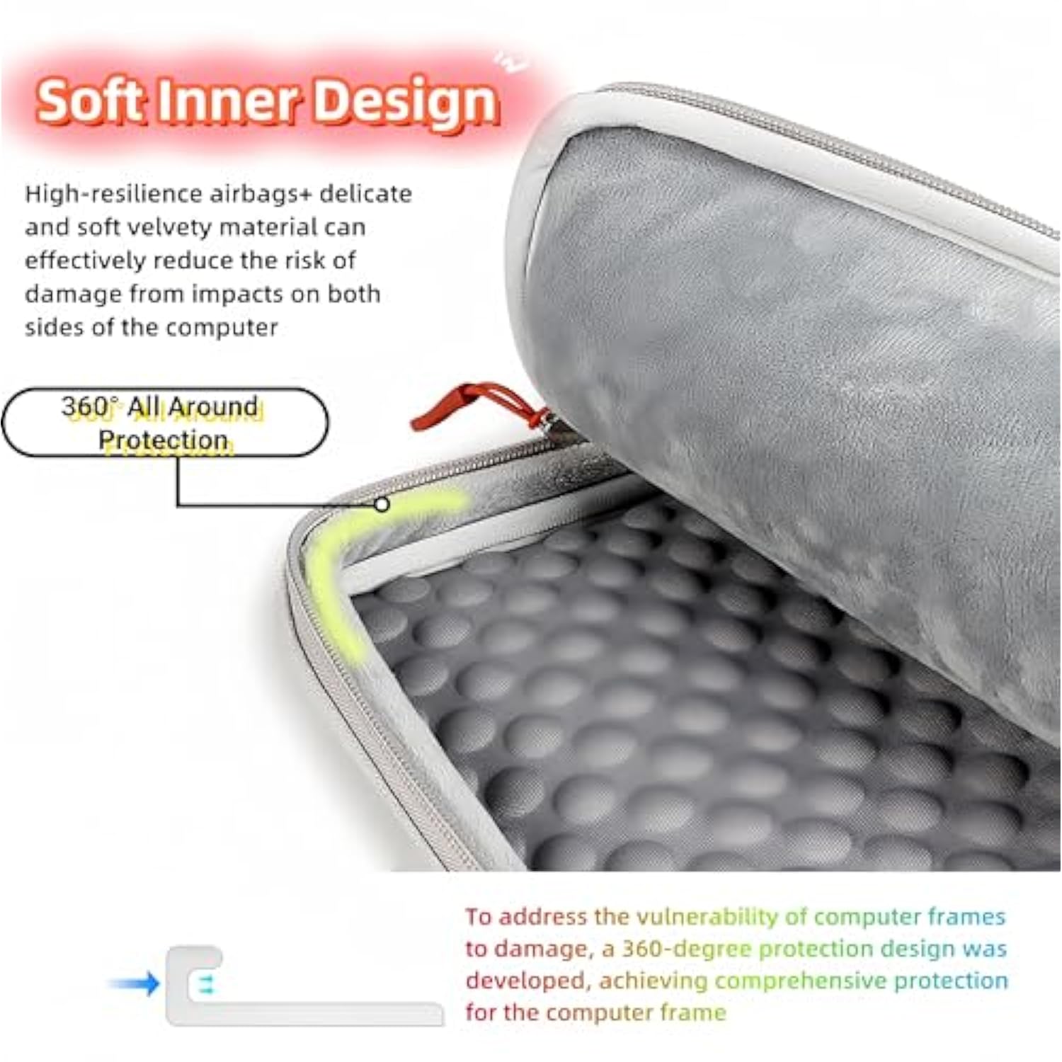 Y-S8 14.1-15.4Inch Laptop Sleeve Case Bag 360 Protective Waterproof Bag Compatible With Macbook Pro M3 / M2/M1 Pro/Max, Macbook Air & Pro (Khaki, 14.1-15.4")