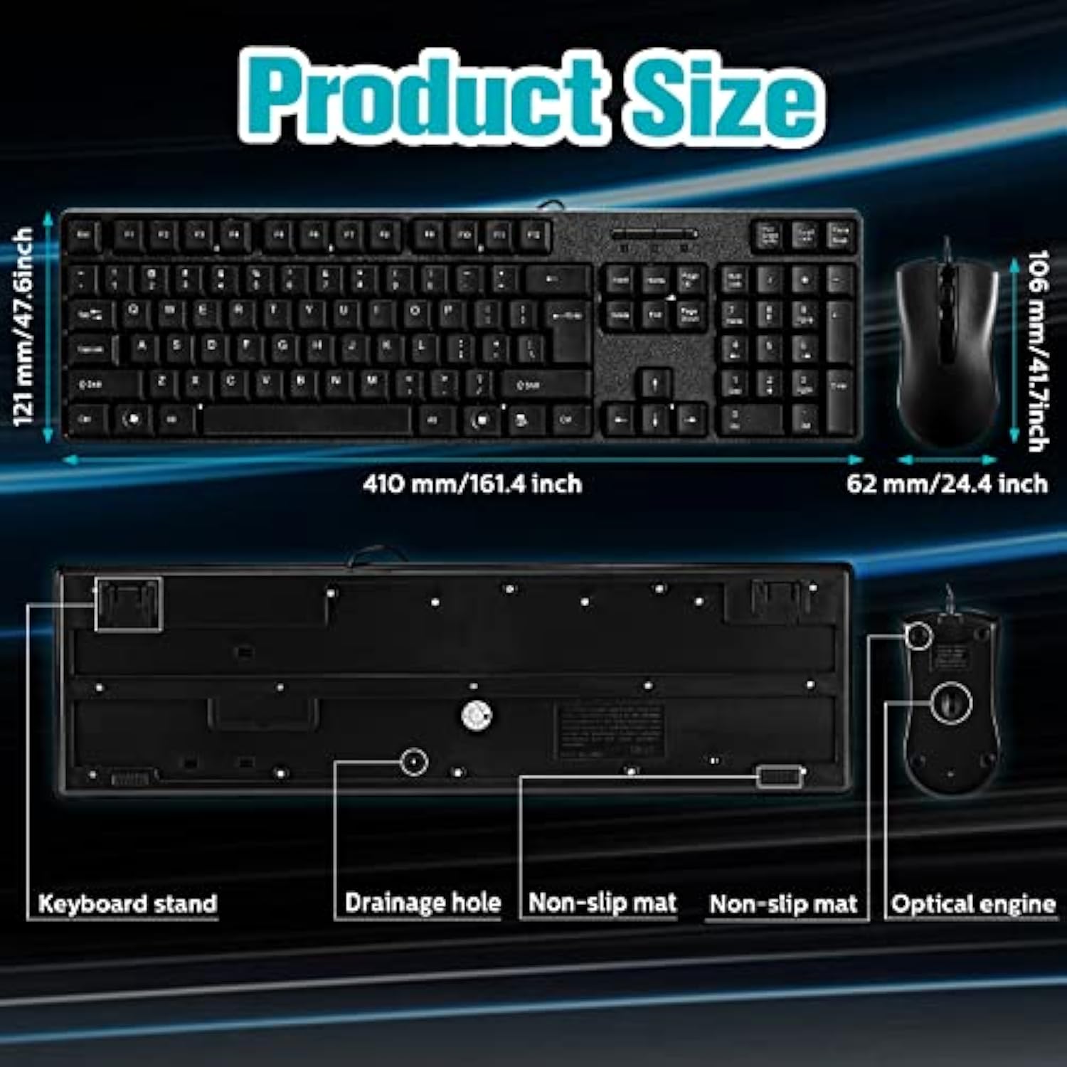 24 Pcs Usb Wired Keyboard And Mouse 12 Wired Mouse 12 Corded Full Size Keyboard For School Office Home Compatible With Computer/Laptop/Windows/Pc/Desktop