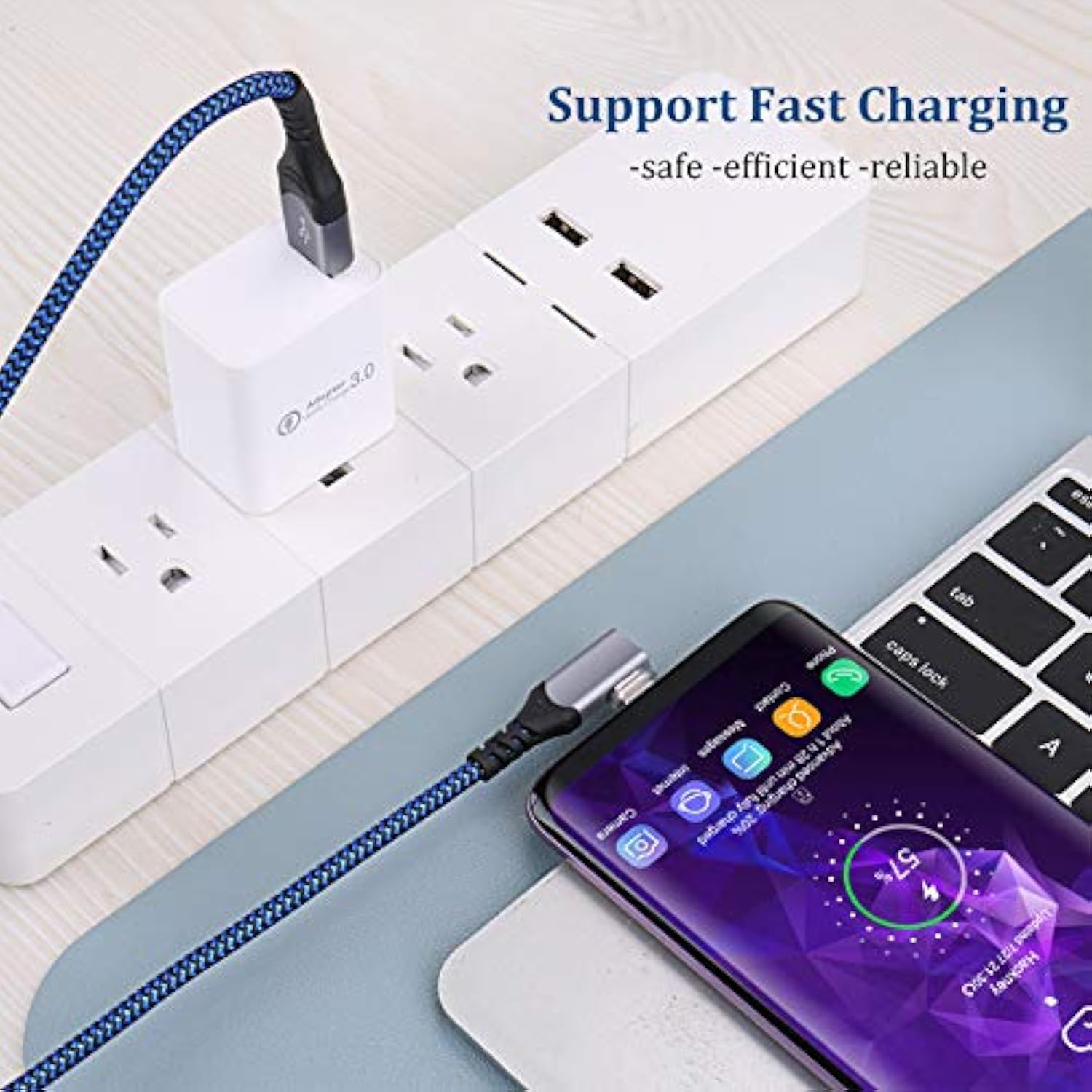 [6-Pack] Right Angle Usb Type C Cable, [6.6T] 90 Degrees C Charger Cable Fast