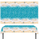 Beach Party Tablecloth Summer Birthday Decorations 2Pcs Ocean Waves Table Covers Pool Party Table Decorations For Hawaiian Theme Baby Shower Supplies