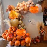 Fall Balloon Arch Kit 133PCS Orange Brown Nude Balloons with Pumpkin Foil for Baby Shower Party