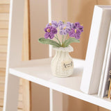Crochet Flower Pot Forget-Me-Not Handmade Knitted Potted Flower For Home Decor, Gifts