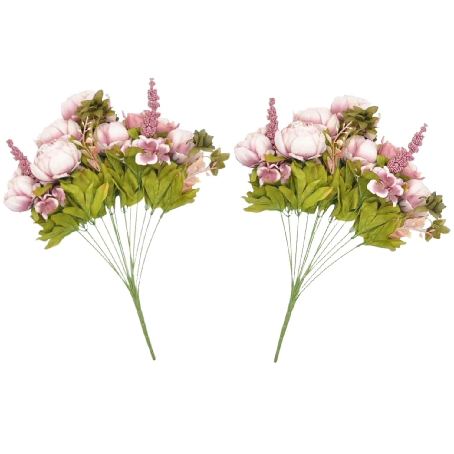2 Packs Artificial Peony Flowers Silk Peonies Fake Flower Bouquet Arrangements For Home Wedding Party Decoration (Sweetened Bean)
