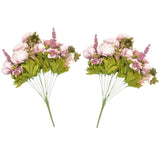 2 Packs Artificial Peony Flowers Silk Peonies Fake Flower Bouquet Arrangements For Home Wedding Party Decoration (Sweetened Bean)
