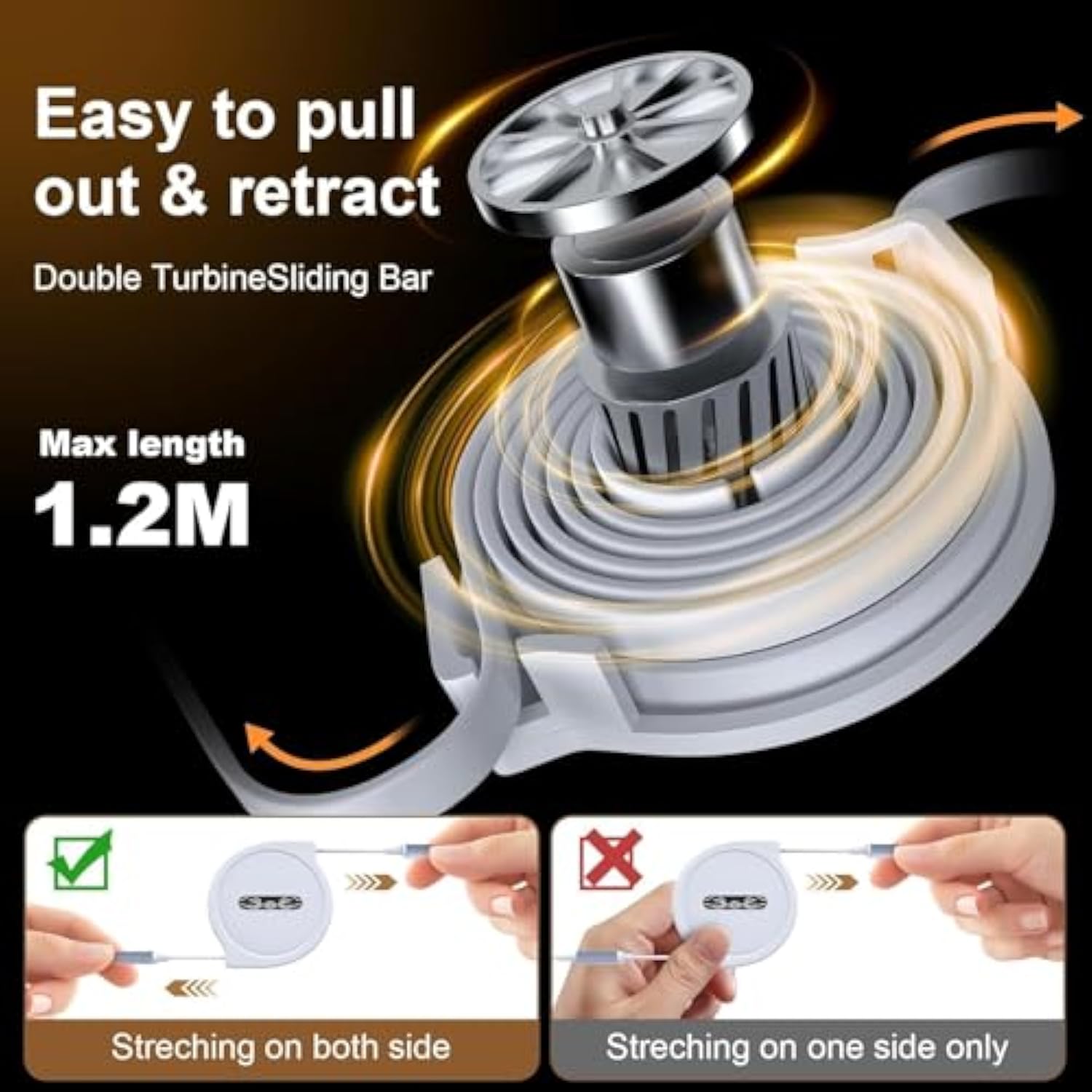 2025 Retractable Iwatch Charging, 3 In 1 Retractable Multi Apple Watch Charging, Usb Charging Cable 3 Chargers Simultaneous 3A Rapid For Apple Watch Series, Iphone & Pad Series Galaxy (Black)