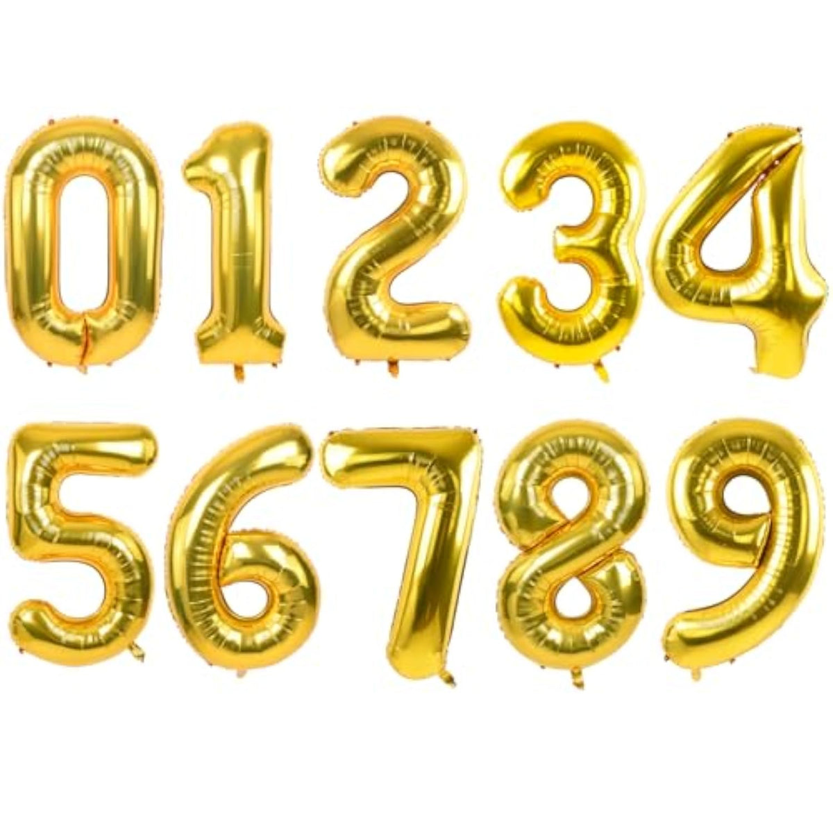 10 Pcs 16" Gold Number Balloons 0–9 Mylar Foil for Party Decorations