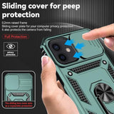 For Iphone 12 Case,With Camera Lens Cover Hd Screen Protector,[Military Grade] Ring Car Mount Kickstand Hybrid Hard Pc Soft Tpu Shockproof Protective Case For Iphone 12, Green