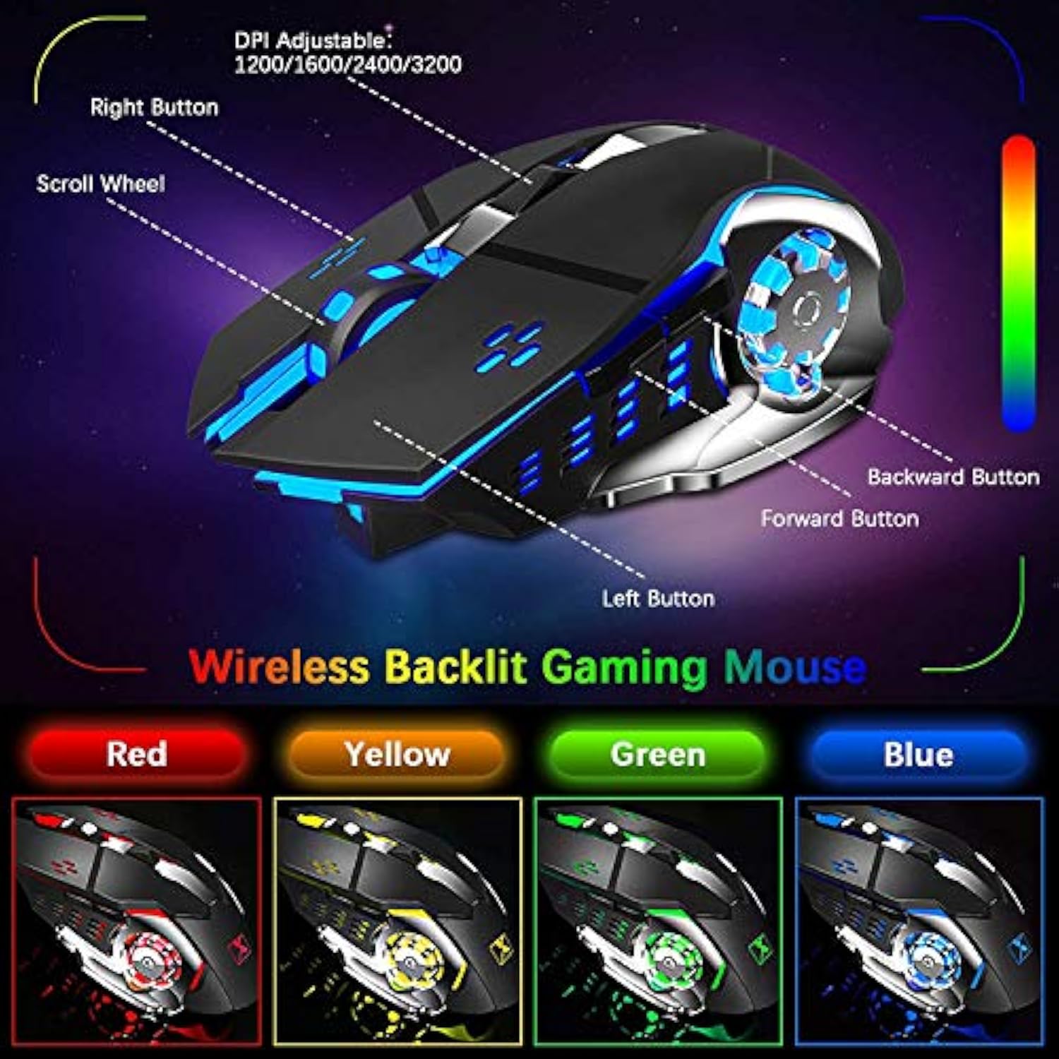 Wireless Gaming Keyboard Mouse Bluetooth Headset Kit With 16 Rgb Backlit Rechargeable Battery Metal Mechanical Ergonomic Waterproof Dustproof Removable Palm Rest For Laptop Pc Gamer(Rainbow Rgb)