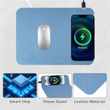 Fast Wireless Charging Mouse Pad 15W, Office Desk Pad With Ultra-Smooth Surface Non-Slip Rubber Base, Waterproof Mousepad For Computers/Office/Work/Home/Pad For Iphone Samsung (Light-Gray)