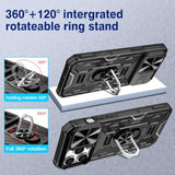 Case For Iphone 15 Pro Max, Slide Camera Cover & Belt Clip Holster & Magnetic 360°Ring Kickstand Military Grade Heavy Duty Protection Cover For Iphone 15 Promax 6.7" - Black