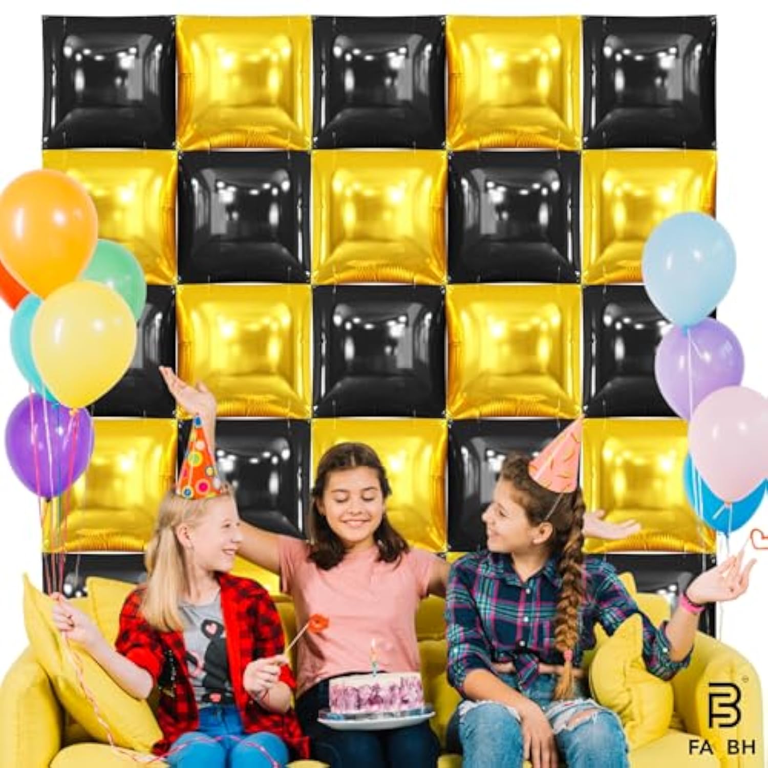 25 Pcs Black & Gold Balloon Wall Backdrop 22in Double-Sided Party Decor