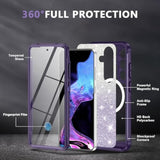 For Samsung Galaxy S25 Plus Case Glitter,Compatible With Magsafe[Built-In Tempered Glass Screen Protector & Camera Lens Protection] Full Body Shockproof Protective Bling Phone Case,Amethyst