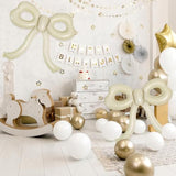4pcs Cream Bow Foil Balloons – Giant Beige Balloons for Birthday, Baby Shower & Party Decor