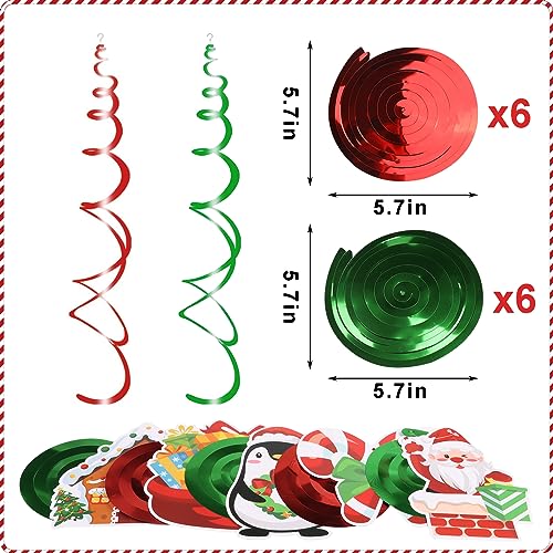 36pcs Christmas Hanging Foil Swirls, Xmas Hanging Decoration Christmas Foil Ceiling Hanging Swirls for Indoor Outdoor Christmas Holiday Party Supplies