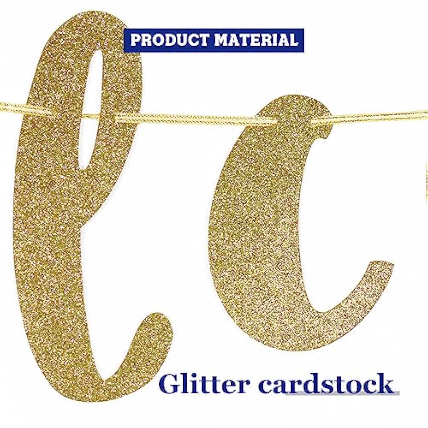 Welcome Gold Glitter Hanging Sign Banner- First Day Of School, Classroom, Wedding, House, Home Decor (Gold)