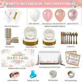 242PCS Floral Girl Baby Shower Decor Set with Tableware, Banner & Balloons