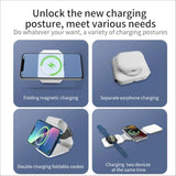2 In 1 Foldable Magnetic Wireless Charger - Travel Size Charging Pad For Iphone 16 15 14 13 12 Pro Max Plus Watch & Wireless Ear Buds Including Multi Usb Travelling Adapter