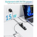 7 Port Usb Hub, 3.3Ft/1M Long Cable Usb 3.0 Hub Multi Usb Port Hub Usb Multipo