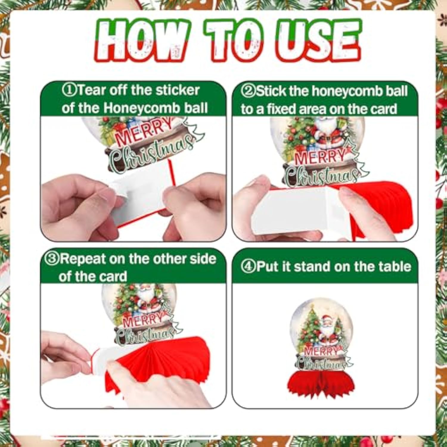 9pcs Christmas Honeycomb Table Centerpieces Party Decorations