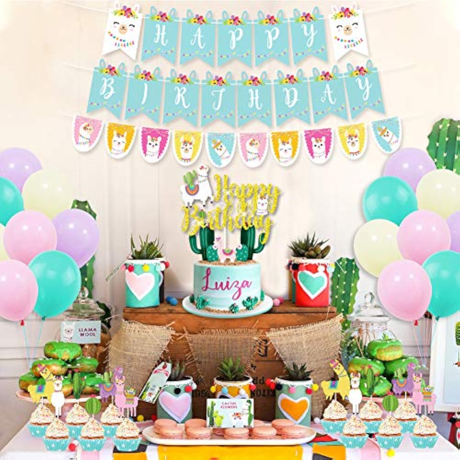 Llama Birthday Party Supplies Cactus Party Decorations With Llama Cact