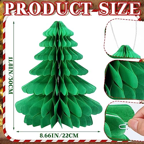 12 Pcs Christmas Honeycomb Trees Tissue Paper Centerpieces,Green