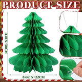12 Pcs Christmas Honeycomb Trees Tissue Paper Centerpieces,Green