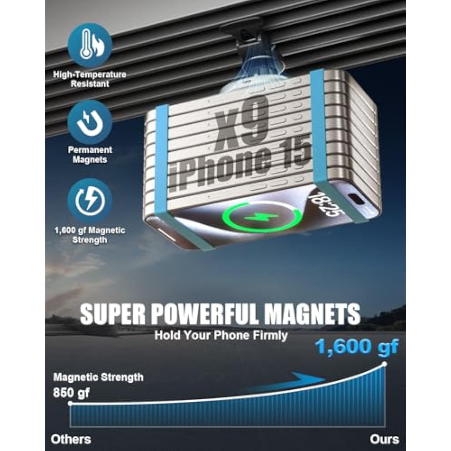 Magsafe Car Mount Charger, 15W Fast Charging Strong Magnetic Phone Holder, Air Vent/Dashboard Wireless Charger For Iphone 16/15/14/13/12 Accessories