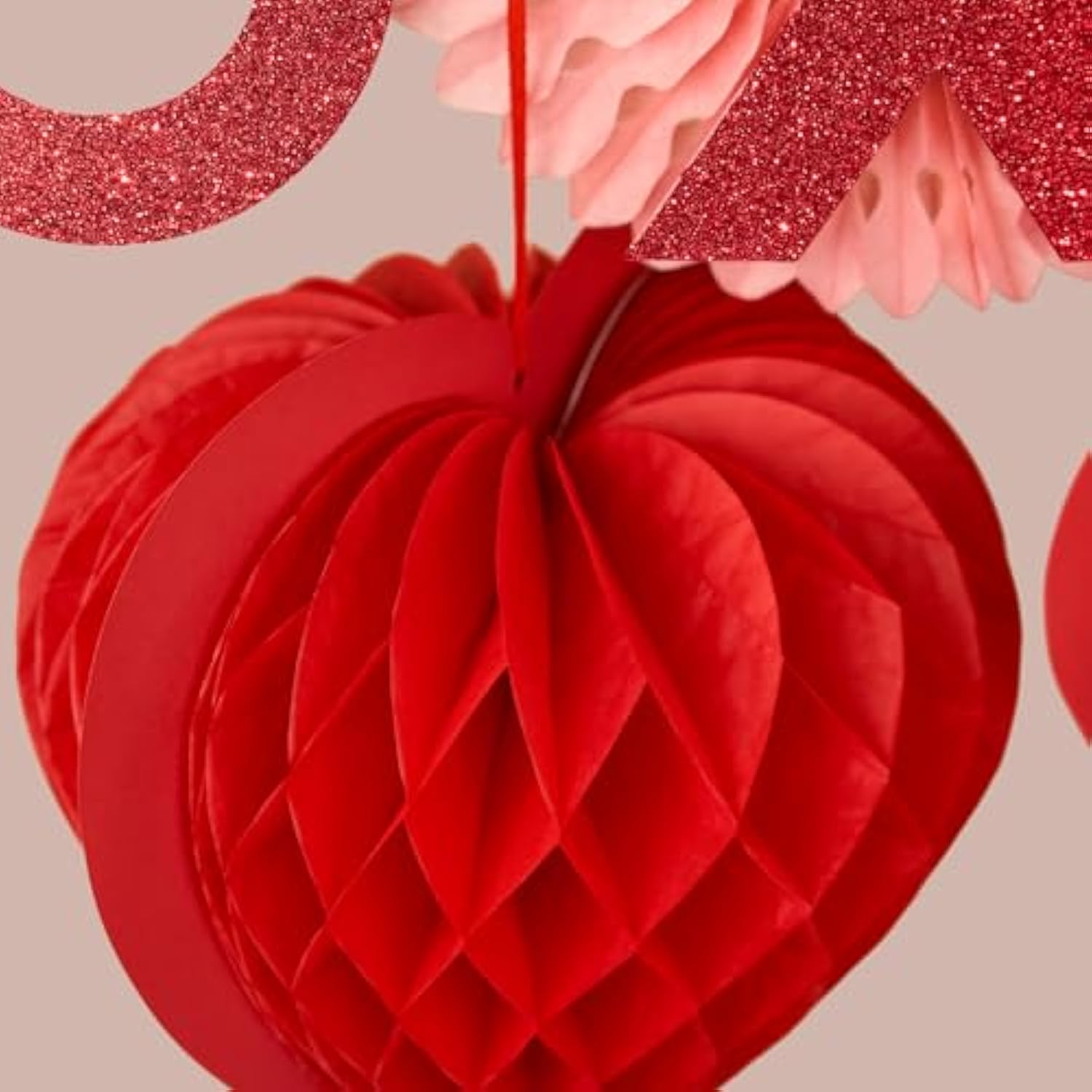 18Pcs Blush Pink Red Valentine'S Day Party Decoration Pom Pom, Love Heart Tissue Paper Honeycombs, Glitter Xoxo Banner Paper Decor Lantern Ornament For Birthday, Engagement, Wedding