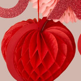 18Pcs Blush Pink Red Valentine'S Day Party Decoration Pom Pom, Love Heart Tissue Paper Honeycombs, Glitter Xoxo Banner Paper Decor Lantern Ornament For Birthday, Engagement, Wedding
