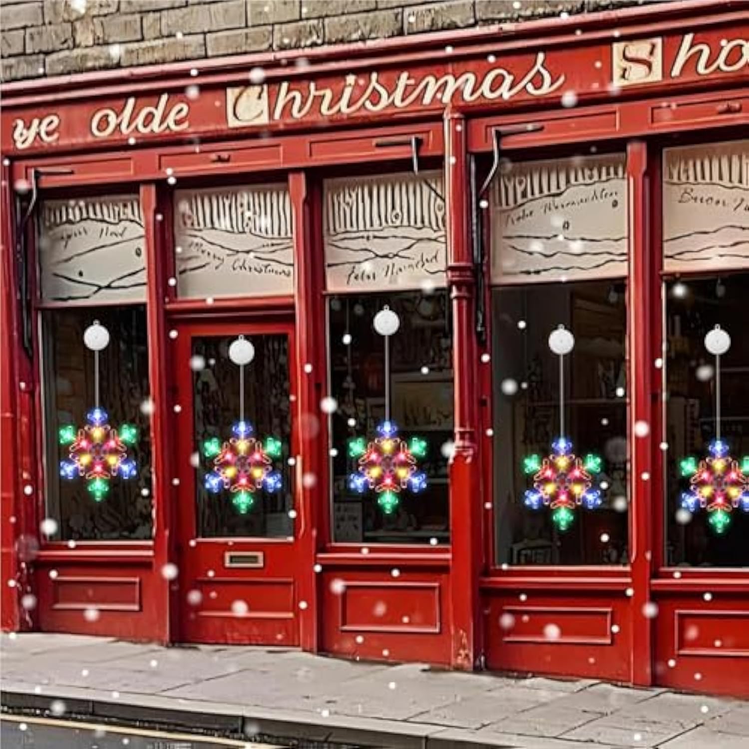 [Timer] Christmas Window Decorations, 3 Pcs Snowflake Christmas Window Lights With Suction Cup, Battery Operated Snowfla